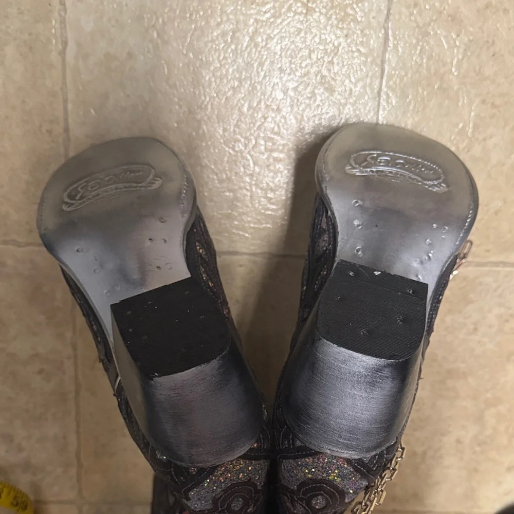 J.B. Dillon Embroidered Western Boots with Metallic Glitter Inlay Statement Co - Picture 8 of 10